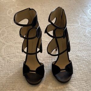 Elegant Black Suede Strappy Heels by Chloe Gosselin